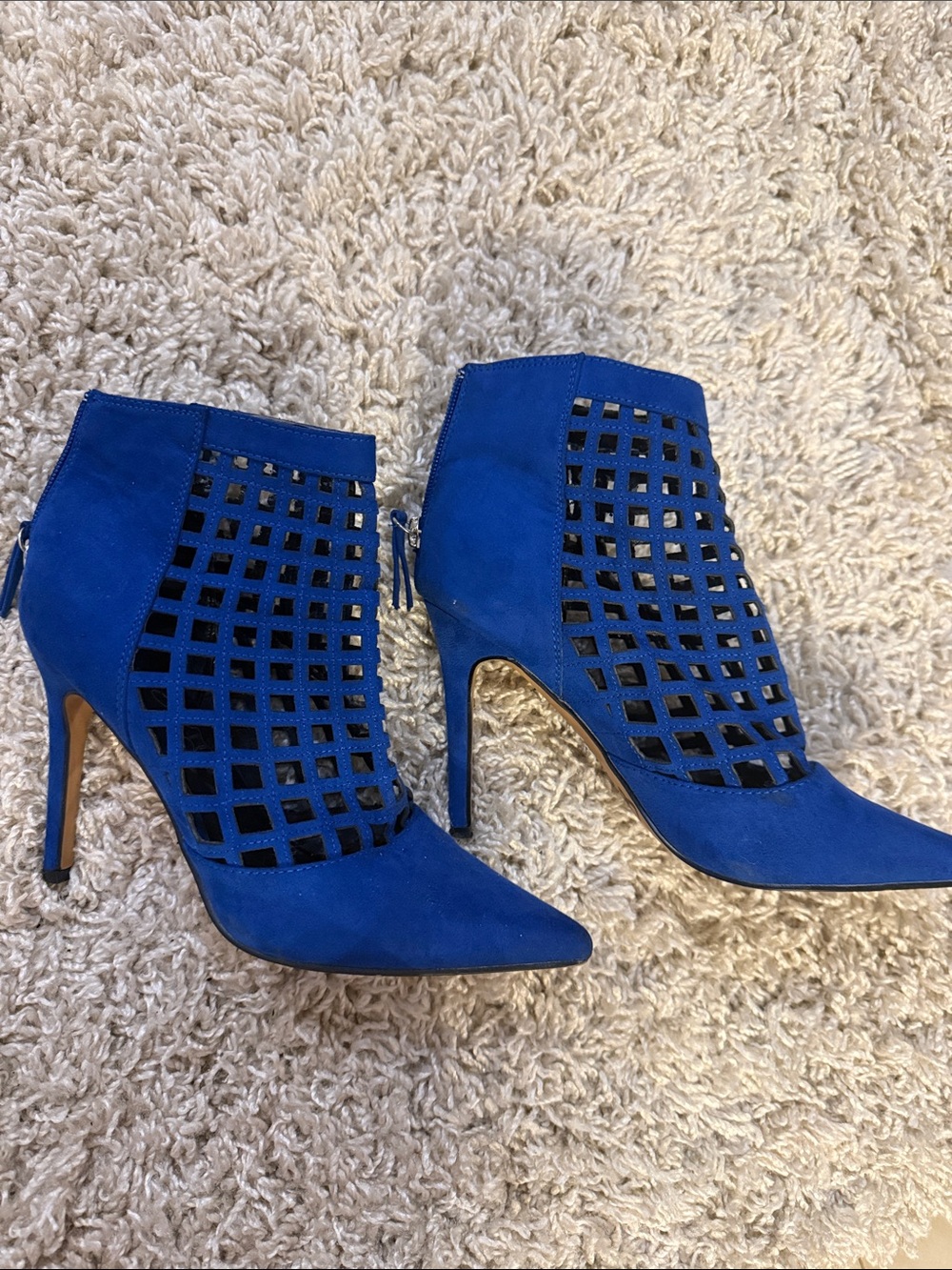 Aldo Cobalt Blue Cutout Stiletto Ankle Boots 7
